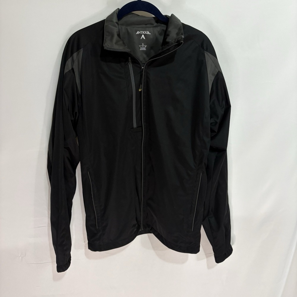 Antigua Jacket Mens S Black And Grey Softshell Full Zip Windbreaker  Golf